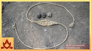 Primitive sling construction and accuracy practice with stone ammo