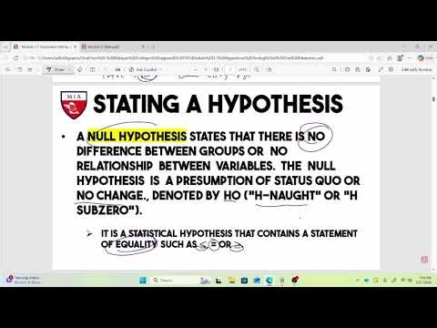Engineering Data Analysis Module 3.1 Lesson Recording - Hypothesis Testing of One Parameter