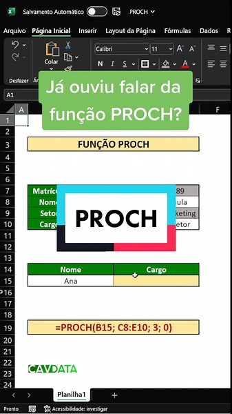 Entenda a Função PROCH no Excel