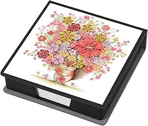 DIY Diamond Note Storage Box with 160 Sticky Notes, Diamond Art Painting Leather Message Paper Storage Note Box Reusable Note Boxes, for Work Desk Organization-Squirrel