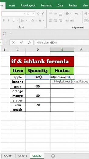 ✅ IF and ISBLANK Formula in Excel | Check Empty Cells Easily #excelshorts