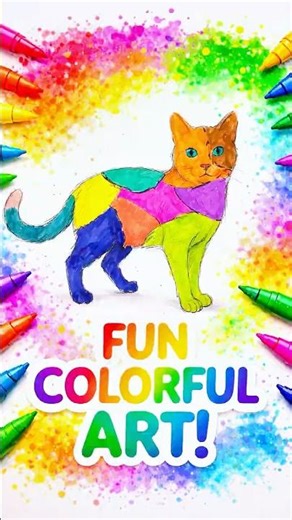 Magical Rainbow Cat!🐱🌈 Satisfying Coloring✨#shorts #coloring #marvel #cartoon #viral #labubu #edit
