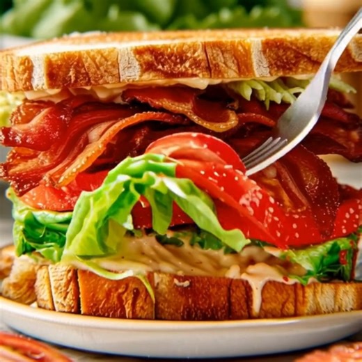 BLT Sandwich (Bacon, Lettuce, Tomato) Ingredients: 1. 8 slices of thick-cut bacon 2. 8 slices of fresh sandwich bread (white, sourdough, or whole wheat) 3. 8 crisp lettuce leaves (romaine or iceberg) 4. 2 large ripe tomatoes, sliced 5. 4 tablespoons mayonnaise 6. 1 teaspoon Dijon mustard (optional) 7. Salt and black pepper, to taste Directions: 1. Cook the bacon in a large skillet over medium heat until it’s crispy. Drain it on paper towels. 2. Toast the bread slices until they are golden brown.
