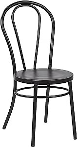 OSP Designs Odessa Metal Dining Chair with Backrest in Solid Black Finish - Ships Fully Assembled, 2 Pack