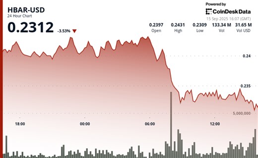 HBAR Tumbles 5% as Whales Trigger Sell-Off