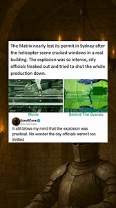 111K views · 280 reactions | The Matrix nearly lost its permit in Sydney after the helicopter scene cracked windows in a real | Movie Mania | Facebook