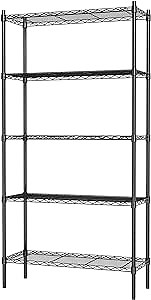 SZQINJI 5-Shelf Storage Shelves Heavy Duty 5 Tiers Standing Shelving Unit 350 lbs Per Tier Adjustable Wire Shelving Wire Rack, 14" x 36" x 72", Black
