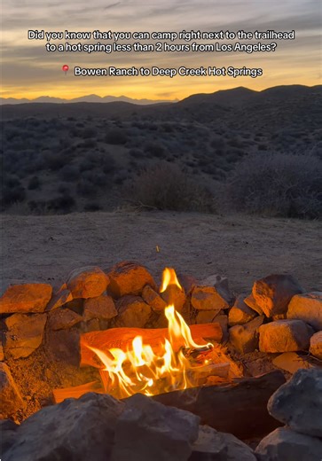 Nothing beats a great view after a hot springs soak 😌 📍 Bowen Ranch Apple Valley, CA A little less than 2 hours from downtown Los Angeles 🚘 Things to know before you go 📝 Last 6 miles before you get to the campground is dirt road (4x4 not required) Very good signal at the campground 📡 Reservation made through @hipcamp and when you arrive you can claim any open site ⛺️ Pets allowed on leash 🐾 Pit & flush toilets as well as sinks and showers are available 🚻 There is no shade so please bring
