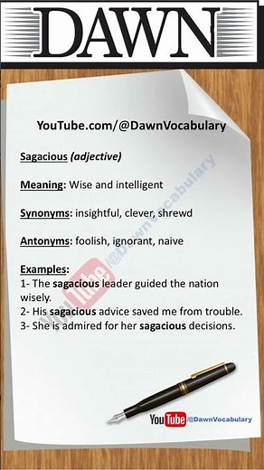 Sagacious | Meaning, Synonyms, Antonyms & Example Sentences | Advanced English Vocabulary