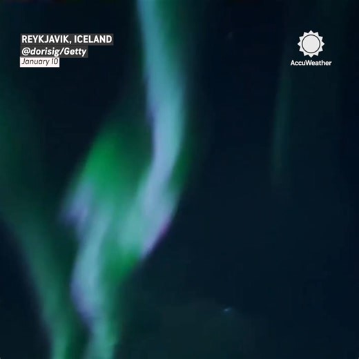 A massive Northern Lights display illuminated the night sky over Reykjavik, lighting up Iceland in brilliant color. ✨ | AccuWeather