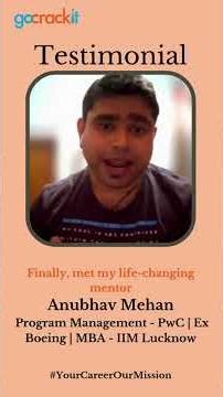 Anubhav Mehan | Program Management at PwC | Ex-Boeing | IIM Lucknow | Career Transformation Story