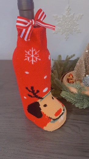 Creative Gift Wrapping Idea: Wine Bottle in Jingle Boot Sock