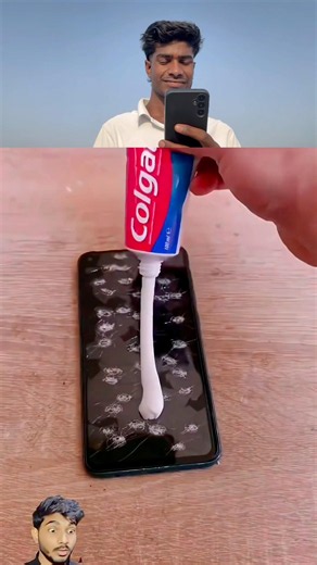 Fix cracked Phone Screen with Toothpaste 📱🤯 #shorts #lifehacks #smartphone #fixmyphone