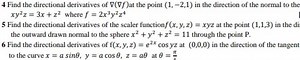 4 Find the directional derivatives of \nabla(\nabla f) at the p... | Filo
