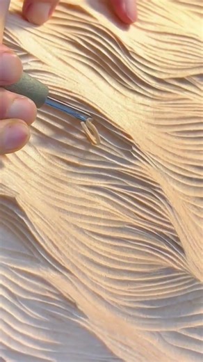 Carving Detailed Wave Patterns on Wood Surface Using a Professional Hand Chiseling Tool