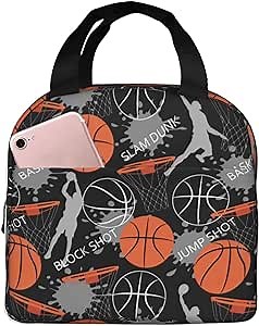 Basketball Shot Lunch Bag, Shot Score Insulated Reusable Lunch Bag, Portable Lunch Box Cooler Container Tote Bag For Kids Teens Adults