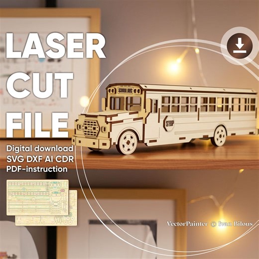 School Bus - Laser Cut File, 3d Puzzle Template (digital Plan) - Etsy