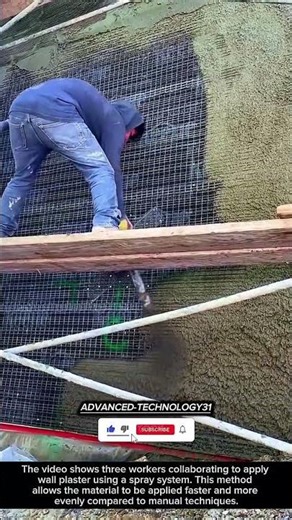 Teamwork Plastering Wall Using a Spray Machine !! #innovation #tool #ideas