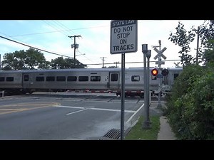 LIRR 7494 12 Car M7 Train to Farmingdale - Merritts Rd Railroad Crossing - Farmingdale, NY