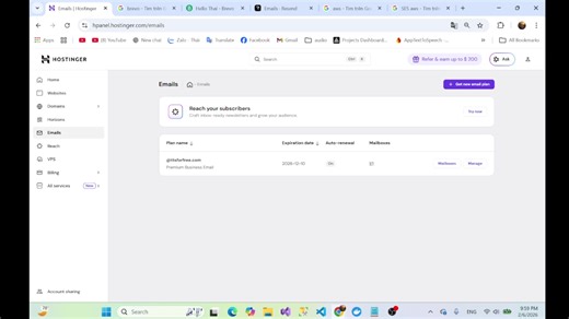 Email cứ vào spam? Trải nghiệm thật với Hostinger, Brevo, Resend. Tối rồi lười quá quay đăng luôn. nói hơi vấp mấy bạn thông cảm. Mình từng nghĩ email dùng hosting giá rẻ thì gửi từ từ vài tháng sẽ hết vào spam. Nhưng thực tế thì không đơn giản như vậy. Trong video này mình chia sẻ trải nghiệm thật khi gửi email với: - Mail mua kèm hosting (Hostinger) - Brevo (Sendinblue) - Resend - AWS SES (định test tiếp) Từ việc email xác thực liên tục vào spam, đến chuyện bị hạn chế tài khoản, và cuối cùng l