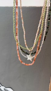 I’ve been stringing these beautiful sets of tiny semi precious beads .. iridescent white Moonstones , light pink Rose quartz , pink Rhodocrosite , lime green peridot and Chinese turquoise .. Which one would you choose? .. See what each stone is associated with below ❤️✨.. I think I could do with a bit of help from them all ! Rose Quartz Often called the stone of love. Associated with calming emotions Encourages self-love, compassion, and emotional healing Said to soothe stress and heartache Pink