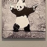 ARTCANVAS Panda with Guns Canvas Art Print Stretched Framed Painting Picture Poster Giclee Wall Decor by Banksy - 26" x 26" (1.50" Deep)