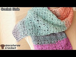Cute patterned scarf, crocheted, Yuzawaya yarn