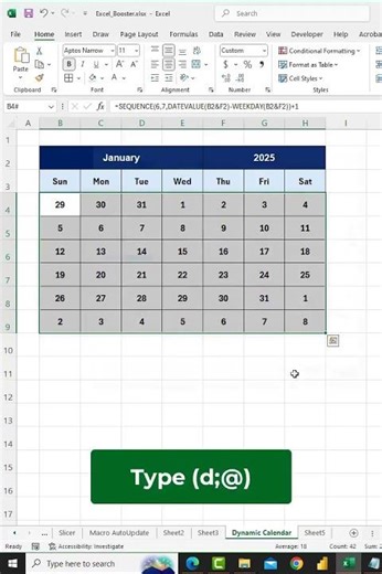 Create automatic and dynamic calendar using SEQUENCE function #excel #excelcourse #exceltutorial