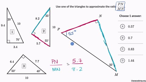 Using similarity to estimate ratio between side lengths
