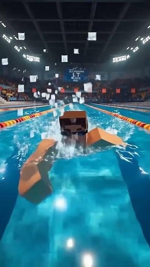 Minecraft Character Swimming in the Pool 🏊‍♂️🌊 | Fun & Relaxing Scene #MinecraftShorts #Swimming