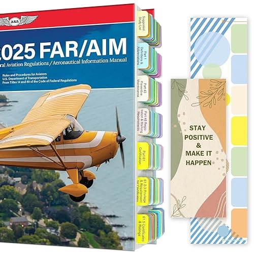 Updated FAR/AIM 2025 Tabs for Private Pilot, 68 Printed Tabs + 12 Blank, Color-Coded & Tear-Resistant Inde
