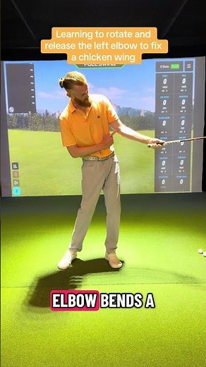 Learning to rotate and release the left elbow to fix a chicken wing #golf #golfswing #golesson