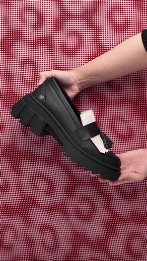 Bold step, bold style 🖤 Black loafers with an edgy touch that instantly elevate your look.