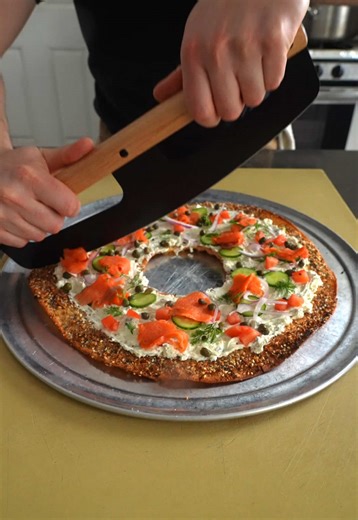 🥯 🍕 = whatever this is. #cooking #bagel #breakfast