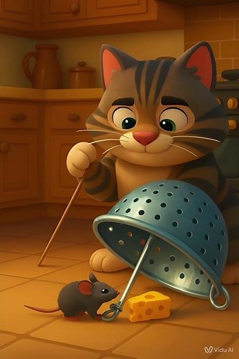 Cute Tabby Cat Sets a Cheese Trap for a Mouse!