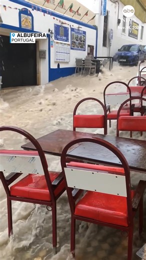 Heavy rain brought flooding to parts of southern Portugal on Thursday, with footage showing rushing waters inundating streets in Albufeira. | ABC News
