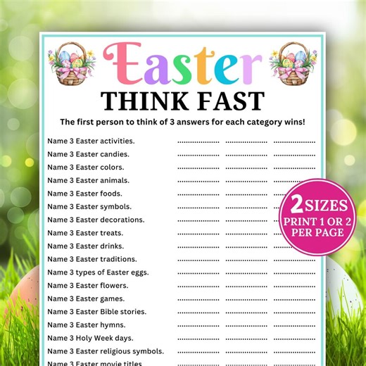 Easter Think Fast Game, Think Quick Game, Easter Trivia for Kids & Adults, Icebreaker Game, Easter Party Game, Classroom Activity,group Game - Etsy