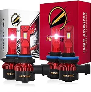 Amazon.com: Firehawk 9005/HB3 and H11/H8/H9/H16 LED Bulbs Combo Kit 100,000LM, 2026 New Japanese Chips 6000K Cool White IP68 Fog Light, Pack of 4 : Automotive