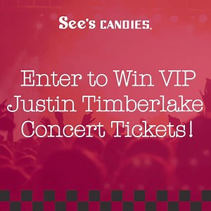 Concert (and candy) alert! 🚨 Enter our contest to win 4 VIP Justin Timberlake concert tickets*, free airfare, 2 hotel rooms for 1 night, and delicious See’s treats! 🍫🕺 To enter, visit: http://sees.com/justin-timberlake-sees-contest | See's Candies
