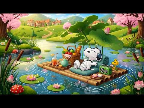 🌼 Snoopy’s Spring River Picnic 🌸 Cozy Moments Soft Lofi Beats 🌿Chill Lofi Beats to Studying