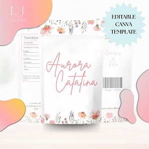 Editable Chip Bag Template: Baby Shower Favor, Floral Party Snack Bag, Digital Download - Etsy