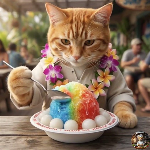 🍧Hawaii Shave Ice 一入口直接 cool down #夏威夷 #剉冰 #貓大廚 #ai #food #cat #Matsumoto Shave Ice