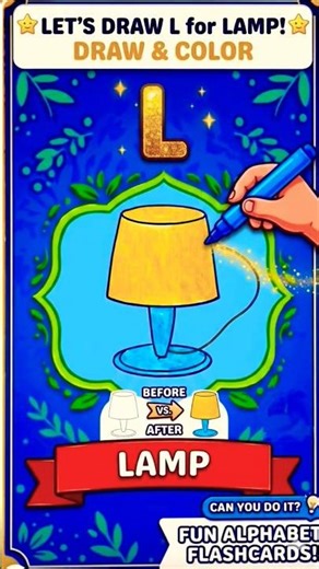 L for Lamp 💡 | Learn Alphabet L | Easy Drawing & Coloring for Kids