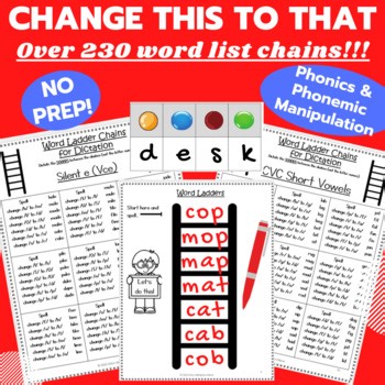 Word Lists for Word Ladders: Phonemic Awareness & Phonics - Change This to That!