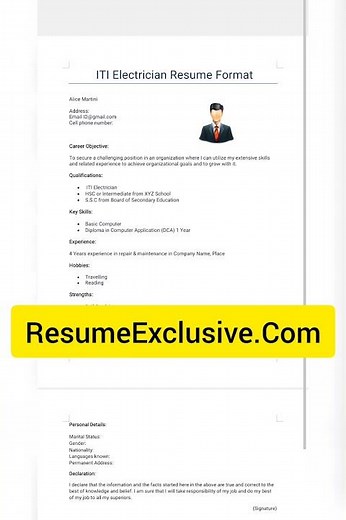 ITI Electrician Resume Format