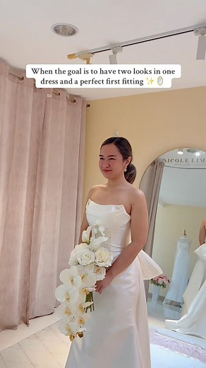 First fitting with bride Giulia 🤍 #bridalgown #minimalistbridalgown #weddingdress #minimalistbride #bride | Nicole Lim
