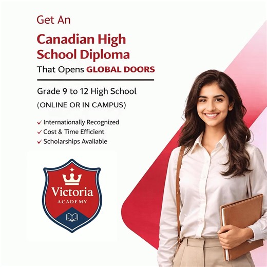 Get An Canadian High School Diploma That Opens GLOBAL DOORS Grade 9 to 12 High School (ONLINE OR IN CAMPUS) Internationally Recognized Cost & Time Efficient Scholarships Available Victoria Academy www.Victoria-academy.ca #victoria #academy #toronto #ontario #canada