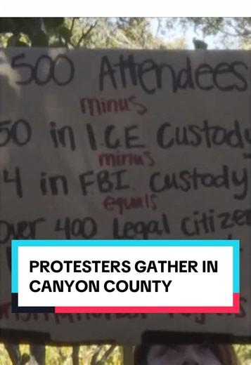 More than 100 protestors gathered outside the Canyon County Administration building on Monday, looking for answers after dozens were detained following an FBI raid in #Wilder on Sunday. A handful of counter protestors also showed up. #idaho @Abby Wilt
