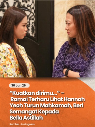 Susulan daripada kes prosiding rayuan akhir melibatkan Ahli Parlimen Muar itu yang ditangguhkan ke 13 Julai depan, nama Bella kembali menjadi sebutan hangat netizen di platform media sosial. Menerusi perkongsian di laman Instagram miliknya, Hannah Yeoh dilihat memuat naik sekeping foto memaparkan dirinya sedang berdiri rapat sambil memandang tepat ke arah Bella dengan penuh prihatin. Jangan lupa untuk Like, Comment. Share dan Follow Lobak Merah!🧡 Terima Kasih