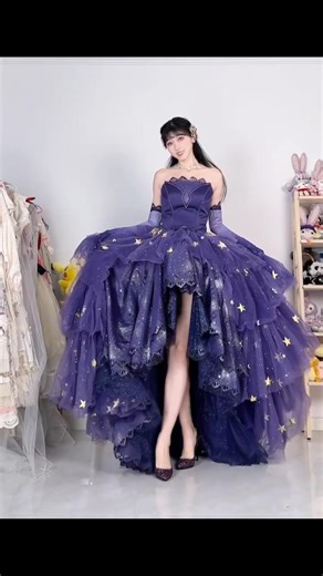 💜✨ Make your night unforgettable with the Star Sea prom & quinceañera set! This stunning look features a purple sleeveless top and a tiered high-low starry skirt — dreamy, elegant, and ready for the spotlight 🌟 Includes a free waist chain and a pair of star hair clips to complete your celestial ensemble 🌌 👗 Set: Search “N-T-047” on devilinspired.com | $729.00 🧤 Matching gloves: Search “N-T-104” | $37.00 🌍 Get summer-ready with FREE standard international shipping on orders over $169! #Prom
